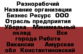 Разнорабочий › Название организации ­ Бизнес Ресурс, ООО › Отрасль предприятия ­ Уборка › Минимальный оклад ­ 22 000 - Все города Работа » Вакансии   . Амурская обл.,Константиновский р-н